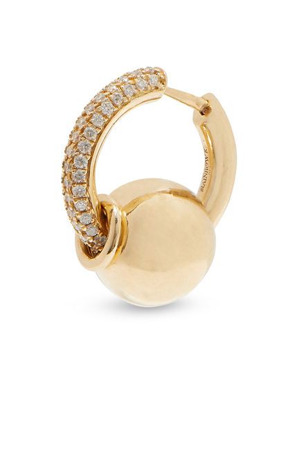 Embellished Hoop Earring, 14k Yellow Gold & Diamond